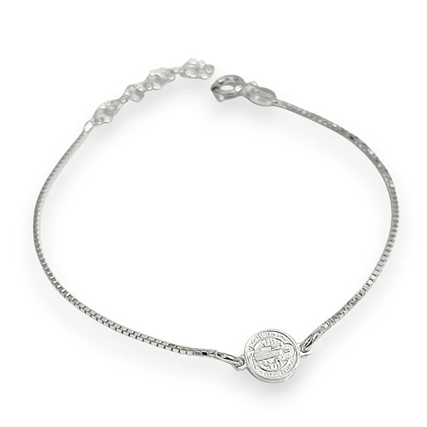 Pulsera Medalla San Benito Plata Fina 925 3