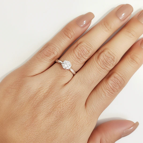 Anillo Solitario Ashna Plata Fina 925