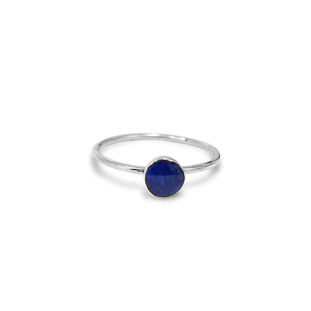 Anillo Lapislázuli Fino Redondo Plata Fina 925