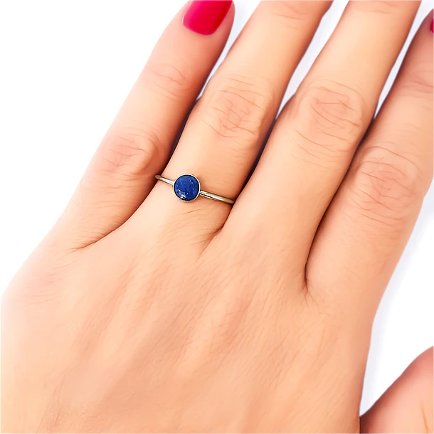Anillo Lapislázuli Fino Redondo Plata Fina 925