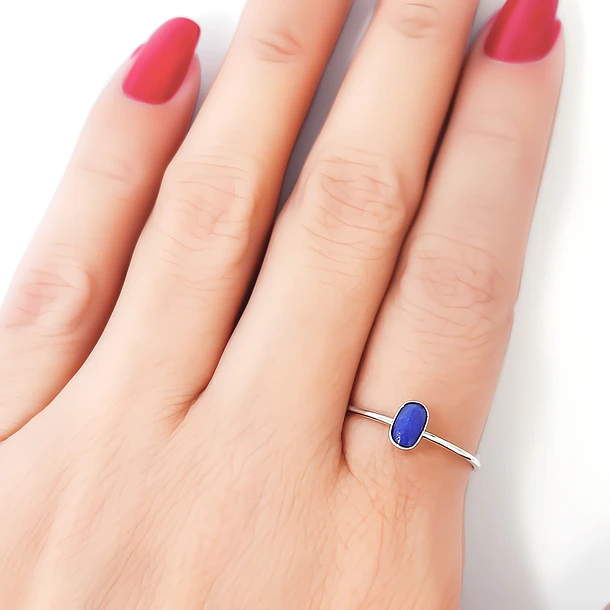 Anillo Lapislázuli Fino Ovalado Plata Fina 925 2