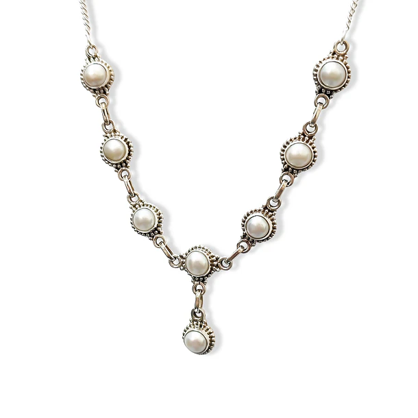 Collar Perla De Río Borde Plata Fina 925  3