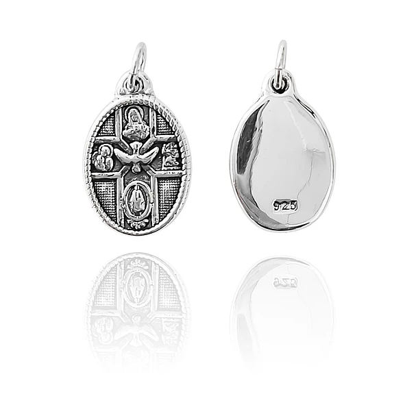 Colgante Medalla Santisima Trinidad Plata Fina 925 3