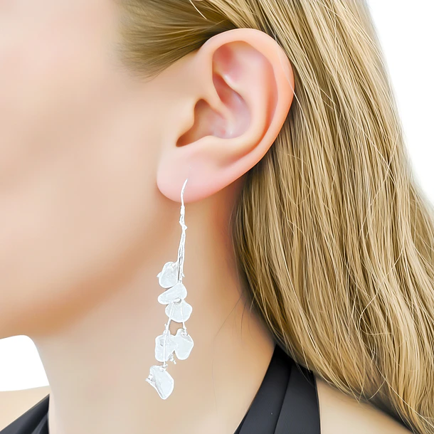 Aros Cuarzo Rosa Hilo Platedao Gancho Plata Fina 925