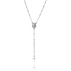 Collar Rosario Virgen De Los Rayos Cadena Limada Plata Fina 925 1