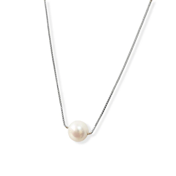 Collar Perla De Río 7mm Cadena Veneciana Plata Fina 925 3