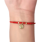 Pulsera San Benito Enchapado Oro 18K Cordón Rojo Nudo Serpiente Ajustable  2