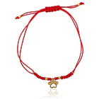 Pulsera Huella Perro Mini Enchapado Oro 18K Cordón Rojo Nudo Serpiente Ajustable  1