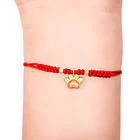 Pulsera Huella Perro Mini Enchapado Oro 18K Cordón Rojo Nudo Serpiente Ajustable  2