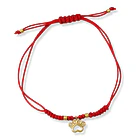 Pulsera Huella Perro Mini Enchapado Oro 18K Cordón Rojo Nudo Serpiente Ajustable  3