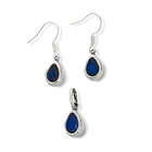 Set Lapislázuli Aros Colgante Gota Gancho Plata Fina 950 4