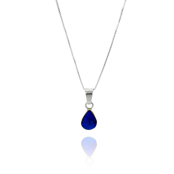 Collar Lapislázuli Gota Plata Fina