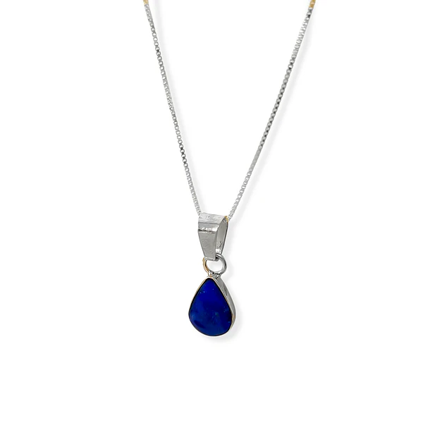 Collar Lapislázuli Gota Plata Fina 3