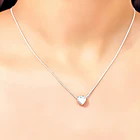 Collar Punto De Luz Corazón Blanco Plata Fina 925 3