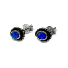 Aros Ópalo Reconstituido Ovalado Labrado Plata Fina 925 3