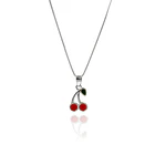 Collar Cereza Esmaltada Cadena Veneciana Plata Fina 925 1