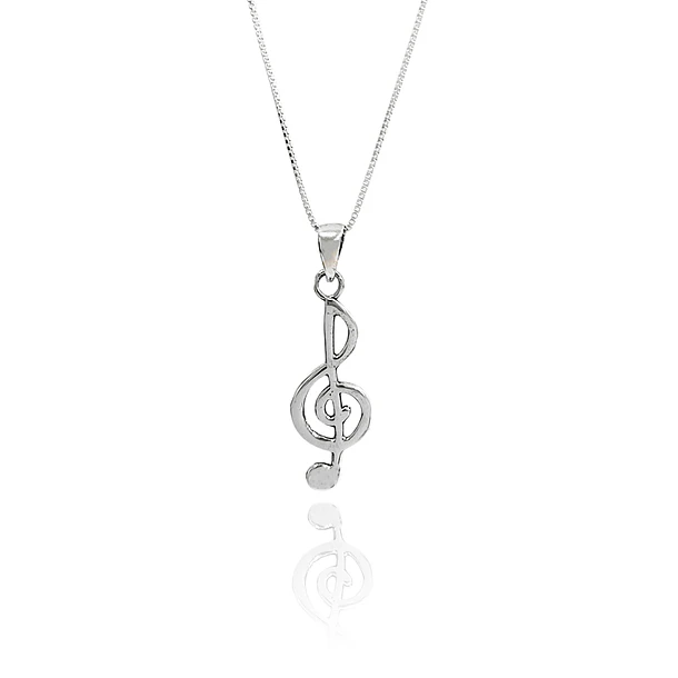 Collar LLave De Sol Cadena Veneciana Plata Fina 925