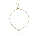 Pulsera Trébol Perla Sintética Enchapado Oro 18K Adaptable 1