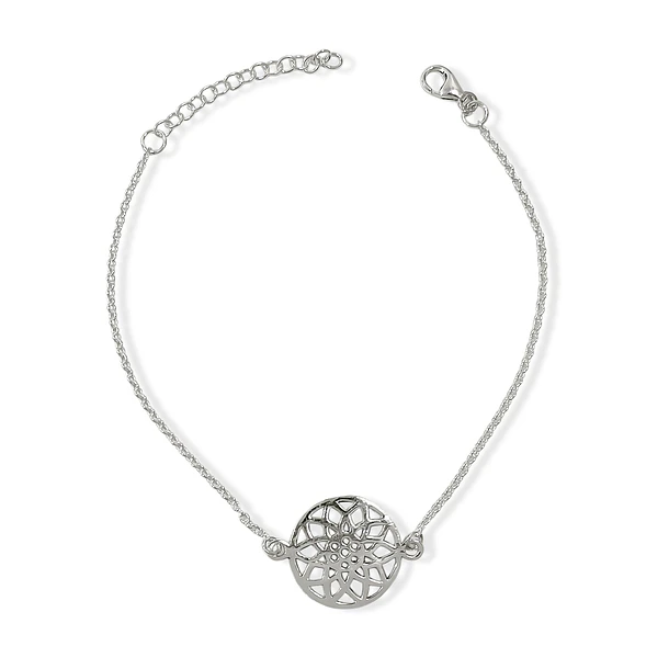 Pulsera Flor Mandala Plata Fina 925 3