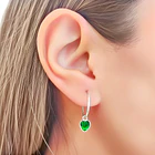 Aros Argolla Corazón Colgante Circón Verde  Plata Fina 925 2