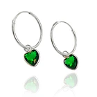 Aros Argolla Corazón Colgante Circón Verde  Plata Fina 925 1