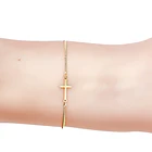 Pulsera Medalla San Benito Cruz Plana Cadena Veneciana Enchapado Oro 18K 2