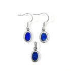 Set Lapislázuli Aros Colgante Ovalado Gancho Plata Fina 950 1