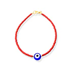 Pulsera Ojo Turco Azul Cristal Rojo Mostacilla Enchapado Oro 18K 3