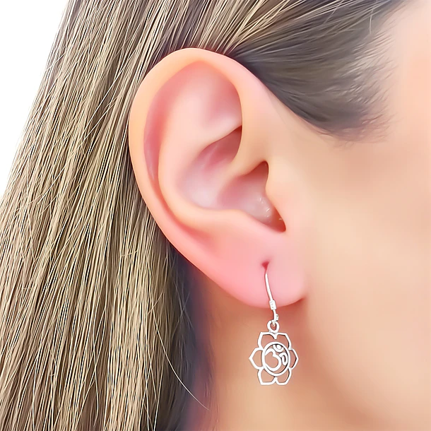 Aros Flor De Loto Ohm Colgante Gancho Plata Fina 925 2