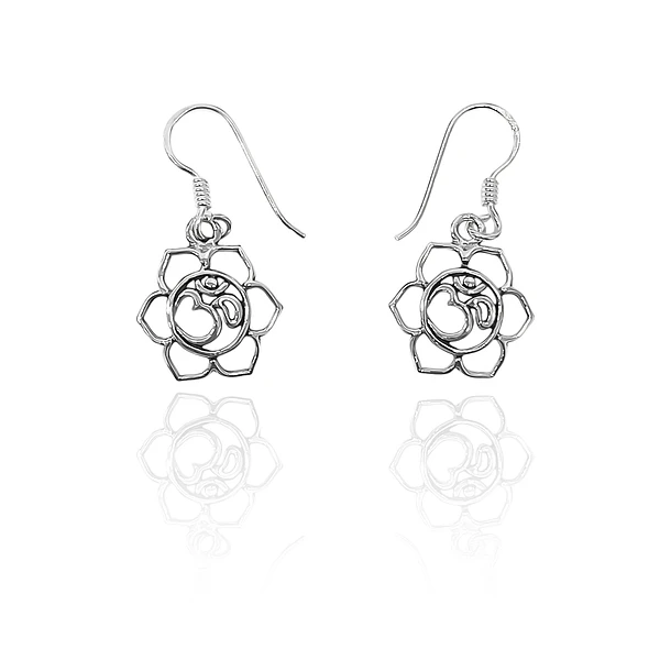 Aros Flor De Loto Ohm Colgante Gancho Plata Fina 925 1