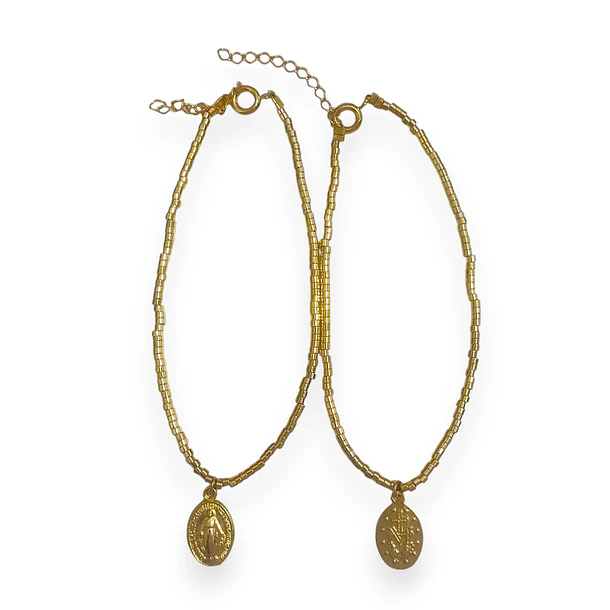 Pulsera Virgen De Los Rayos Mostacillas Enchapado Oro 18K  4