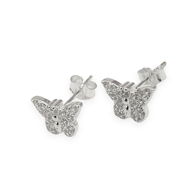 Aros Mariposa Circones Blancos Plata Fina 925
