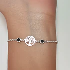 Pulsera Árbol De La Vida Circón Negro Plata Fina 925 2