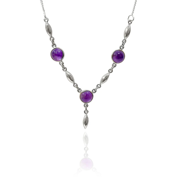 Collar Ranya Amatista Pepa Plata Fina 925