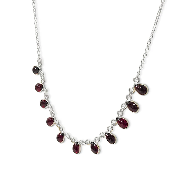 Collar Semi Anala 11 Gotas Granate Plata Fina 925 3