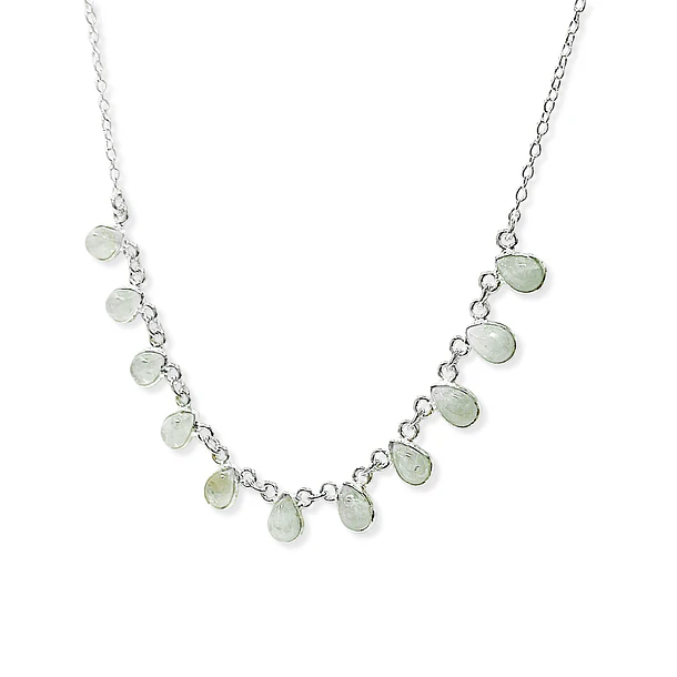 Collar Semi Anala 11 Gotas Piedra Luna Plata Fina 925 3