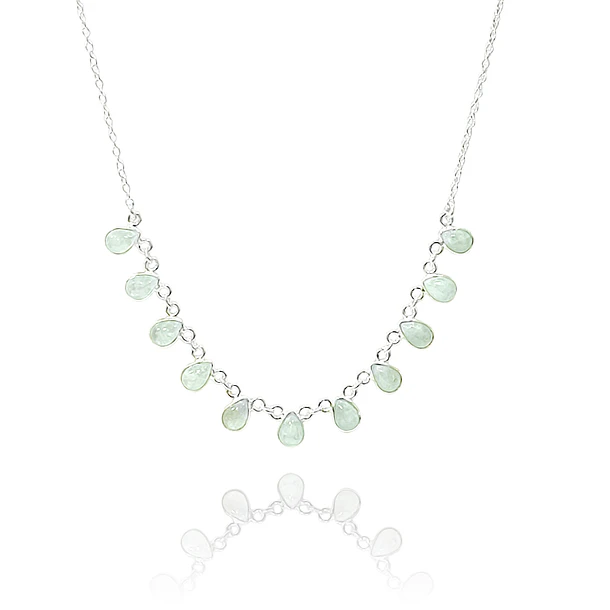 Collar Semi Anala 11 Gotas Piedra Luna Plata Fina 925