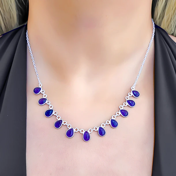 Collar Semi Anala 11 Gotas Amatista Plata Fina 925