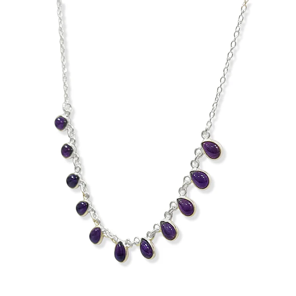 Collar Semi Anala 11 Gotas Amatista Plata Fina 925 3