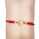 Pulsera San Benito Nudo Serpiente Enchapado Oro 18K Cordón Rojo Ajustable  2