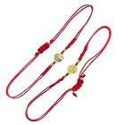 Pulsera San Benito Nudo Serpiente Enchapado Oro 18K Cordón Rojo Ajustable  3