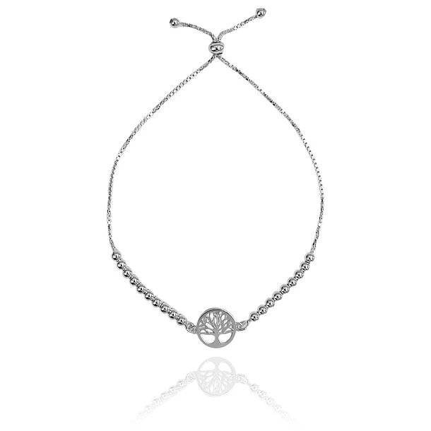 Pulsera Árbol De La Vida Bolitas Plata Fina 925