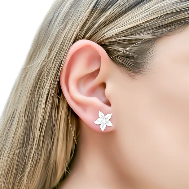 Aros Flor Jazmin Plata Fina 925 2