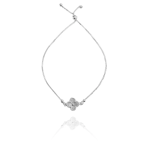 Pulsera Trébol Bolitas Plata Fina 925 Adaptable 1