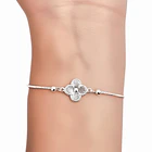 Pulsera Trébol Bolitas Plata Fina 925 Adaptable 2