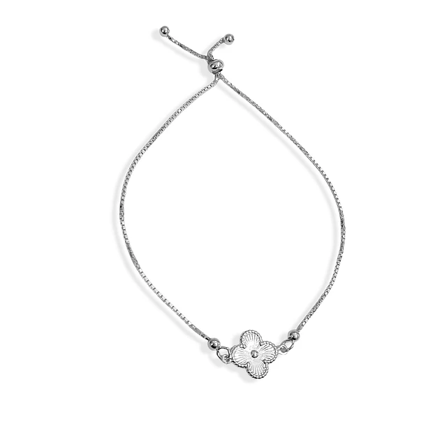 Pulsera Trébol Bolitas Plata Fina 925 Adaptable 3