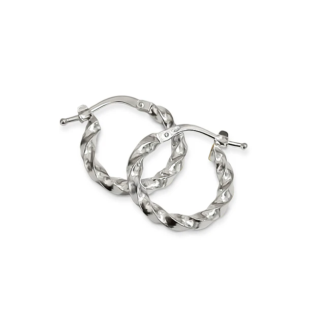 Aros Argolla Tubo Torcida 17mm Plata Fina 925