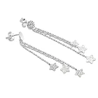 Aros Estrellas Satinadas Colgante Tope Redondo Plata Fina 925  3