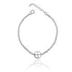 Pulsera Trébol Redondo Calado Eslabón Plata Fina 925 1