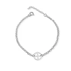 Pulsera Trébol Redondo Calado Eslabón Plata Fina 925 3